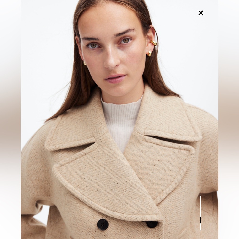 Madewell Oversized Collar Herringbone Prescott NEW NWT in heathered Oatmeal - Picture 4 of 16